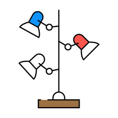 three way lamp line icon vector. three way lamp sign. isolated symbol illustration