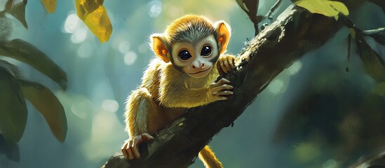 A Curious Little Monkey on a Branch