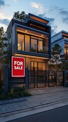 Obraz premium A modern house has a red 