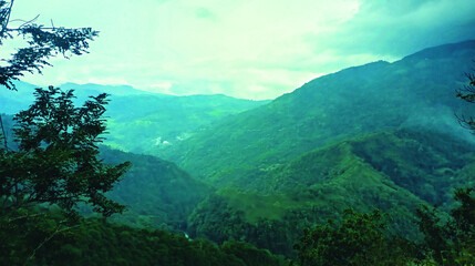 landscape with clouds and sun