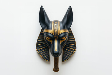 Mask of ancient Egyptian god Anubis isolated on white background.