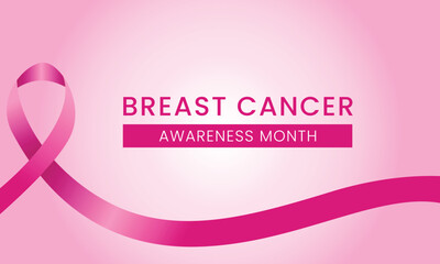 Pink ribbon Breast cancer awareness design template. Breast cancer awareness horizontal banner. Vector illustration