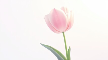 Fototapeta premium A single pink flower with a green stem is the main focus of the image