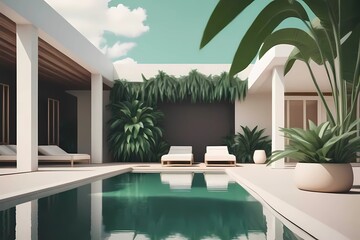 Fototapeta premium luxury villa with pool