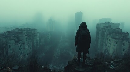 A dystopian cityscape, ravaged by environmental decay, serves as a warning about the dangers of pollution.
