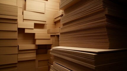 Obraz premium Stacks of Cardboard Boxes in a Warehouse