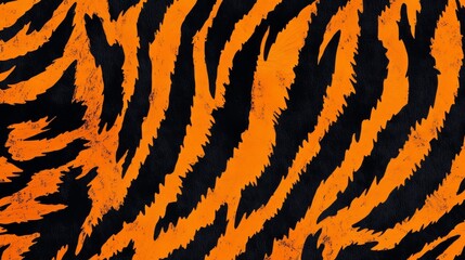 Fototapeta premium Striking Tiger Stripe Pattern in Bold Orange and Black - Wild Textured Background Design