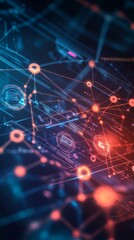 "Capture the essence of digital transformation with a sleek background featuring interconnected digital interfaces, symbolizing innovation, technology, and the future of business evolution