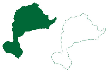 West Jaintia Hills district (Meghalaya State, Republic of India) map vector illustration, scribble sketch West Jaintia Hills map