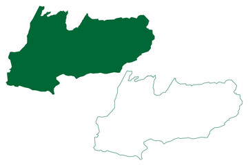 West Khasi Hills district (Meghalaya State, Republic of India) map vector illustration, scribble sketch West Khasi Hills map