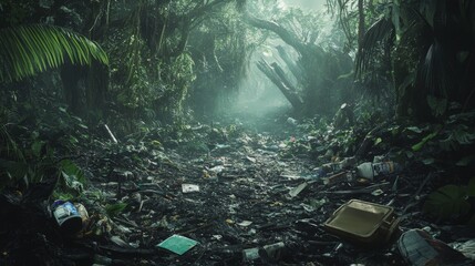 Jungle pollution. Environmental issues concept