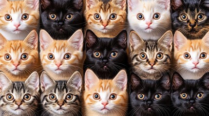 Fototapeta premium Adorable 3D Cat Faces for Seamless Illusion Design