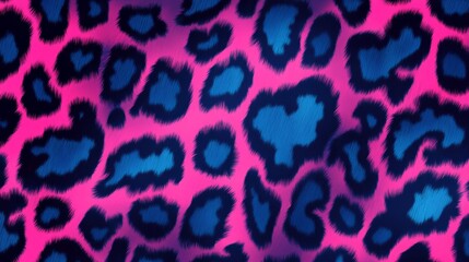 Vibrant Neon Leopard Print Pattern in Pink and Blue Background
