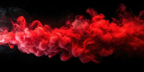 Abstract Red Smoke Swirling and Dancing on a Black Background