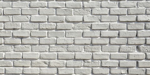 Naklejka premium A classic white brick wall with textured bricks, exhibiting a sense of timeless elegance and architectural simplicity.
