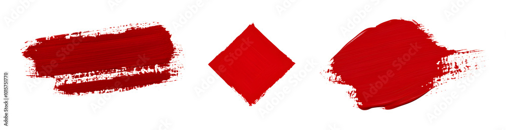 Canvas Prints red paint brush strokes with geometric shape style isolated on white background. textured effect bun
