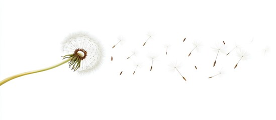 Fototapeta premium Dandelion Seeds Scattering in the Wind