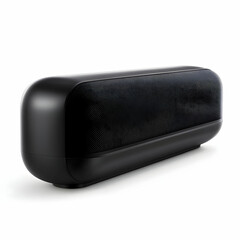 Naklejka premium Stylish black portable Bluetooth speaker, sleek design with premium sound quality, perfect for music on the go.