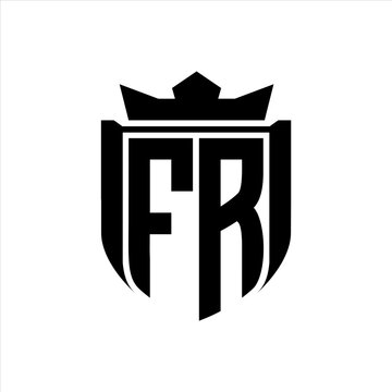 recommend clip art: FR Logo with shield shape inside shield badge crown on white background template design