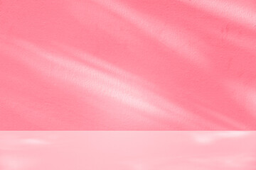 Wall interior background, studio and backdrops show products.with shadow from window color pink background for text insertion and presentation product