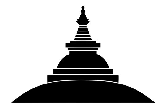 black buddhist stupa silhouette on white