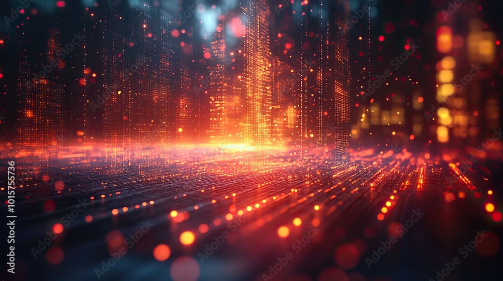 Canvas Prints a 3d illustration of an rfp concept, featuring blurred backgrounds and dynamic technology elements.
