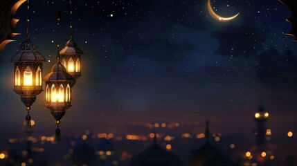 Naklejka premium Nighttime Ramadan Celebration