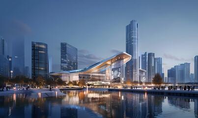 Naklejka premium city skyline at night