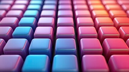 Obraz premium A 3D rendered tech wallpaper showcasing multicolored blocks in pastel shades, providing a soft and modern background.