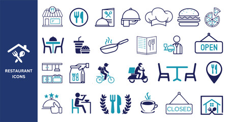 Restaurant Icon Set. Restaurant icons. Restaurant icon vector.