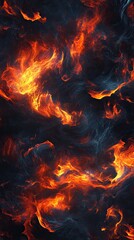 Fototapeta premium Abstract Fiery Flames Background with Vibrant Orange and Red Hues on Dark Surface for Dynamic and Energetic Design Concepts
