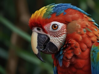 Obraz premium Close Up Portrait of a Vibrant Macaw