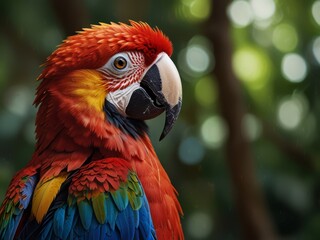 Close Up Portrait of a Vibrant Macaw