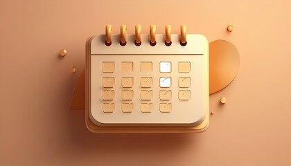 A minimalist calendar design with light colors, showcasing a clean layout and a modern aesthetic against a soft background.