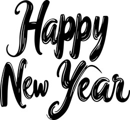 Happy new year text decoration drawing