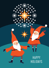 Naklejka premium Christmas Card, Seasons greetings , cute Christmas gnomes