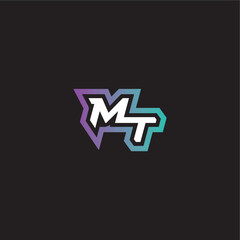 gaming monogram logo dynamic and bold concept MT modern esport letter © rudi