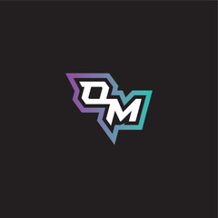 gaming monogram logo dynamic and bold concept OM modern esport letter