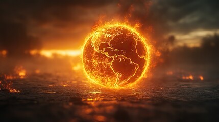 A burning globe symbolizes the urgent need to address climate change and protect our planet's future.