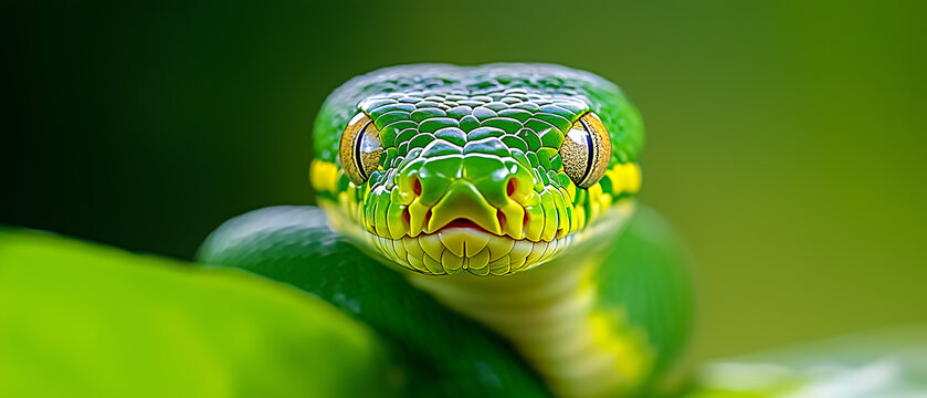 Close-up of a Green Tree Python