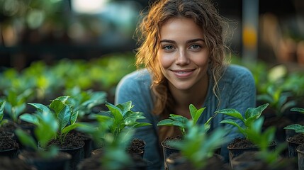 A businesswoman makes impactful changes to the environment, promoting sustainability and green development.