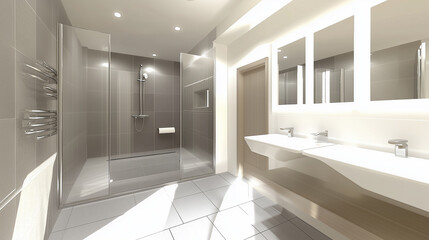 Fototapeta premium Modern Luxury Bathroom with Walk-in Shower