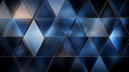 Obraz premium Abstract 3D Geometric Pattern with Blue and White Triangles with a Shiny Glossy Finish