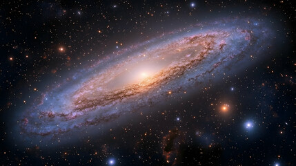 Obraz premium A Spiral Galaxy Swirling in the Vastness of Space with Glowing Stars and Dust Lanes