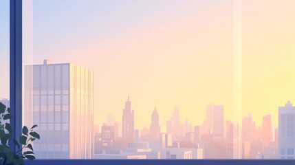 Fototapeta premium A stunning cityscape featuring skyscrapers reflecting in glass windows at dusk, showcasing the intricate urban architecture and corporate office buildings.