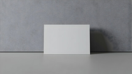 Blank White Card Mockup on a Grey Wall and Floor, a Simple Minimalist Design for Product Display