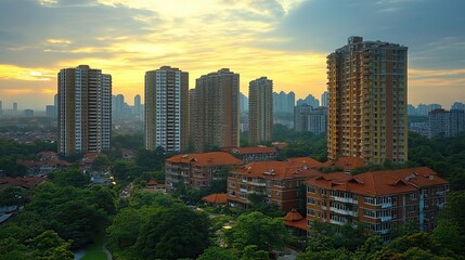 Obraz premium A city filled with tall buildings represents modern urbanization and its potential environmental impacts.