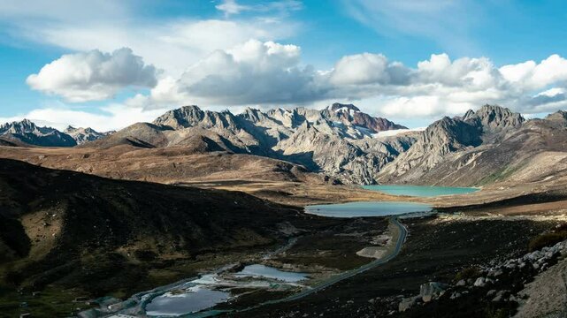 Time-lapse photography of snow mountain scenery on National Highway 318 in Garze Prefecture, Sichuan Province, China