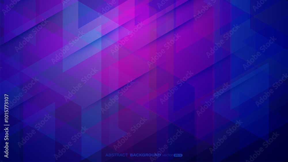 Wall mural abstract background with deep blue and purple geometric patterns. overlapping triangle shapes and gr