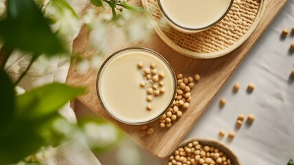 Soy milk. Premium drink background
